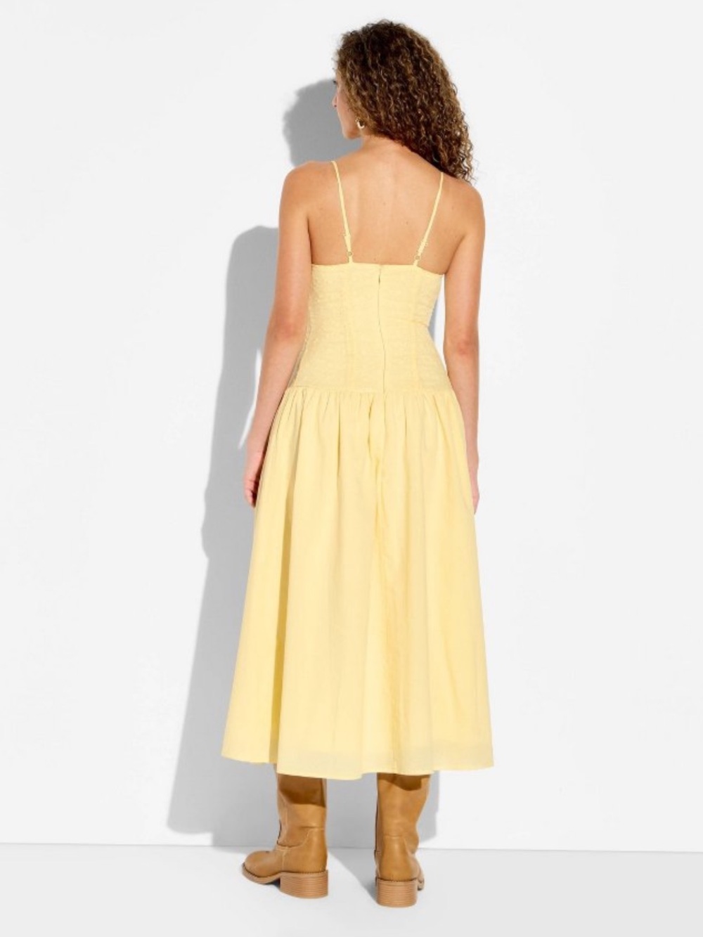 Women's High Neck Dropped Waist Midi A-Line
Dress - Wild Fable™ Yellow - M - Picture 3 of 10